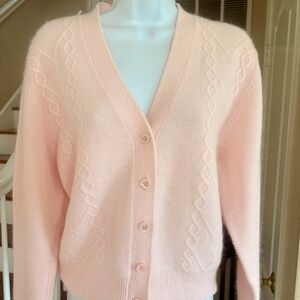Share Vintage Nordstrom Petite Focus Pink Cardigan Sweater Lambswool Angora M